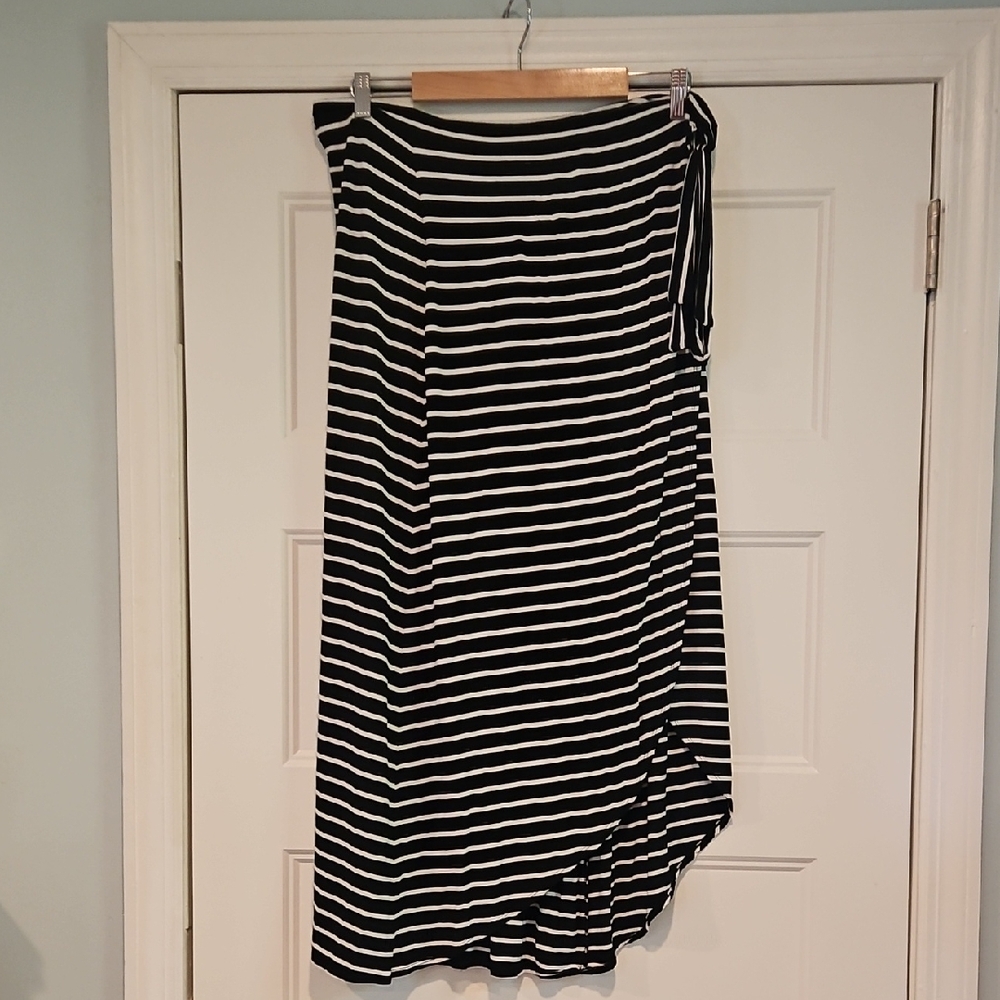 Max Studio Striped Maxi Wrap Skirt L